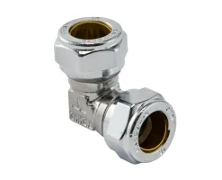 Hot Klemringskobling albue 15 mm Krom