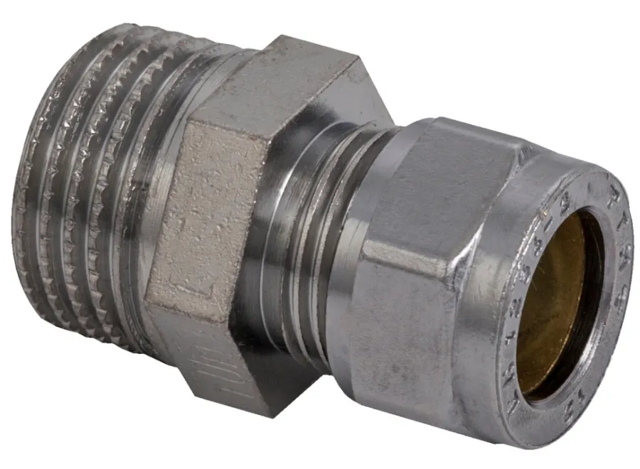 Klemring union rett 12 mm x 1/2" Krom