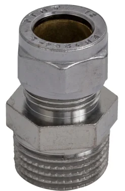 Klemring union rett 12 mm x 1/2" Krom