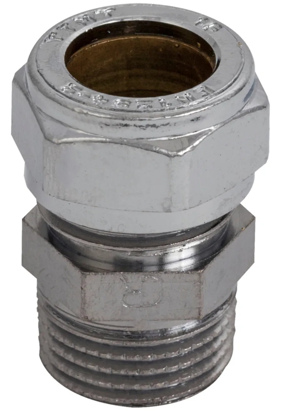Online Klemring union rett 15mmx1/2" Krom
