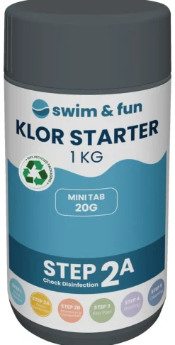 Clearance Swim & Fun Klor Starter hurtigklor 20 gr tabl. 1 kg -