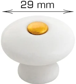 Home it Knott porselen hvit/gull 29 mm - 2 stk.