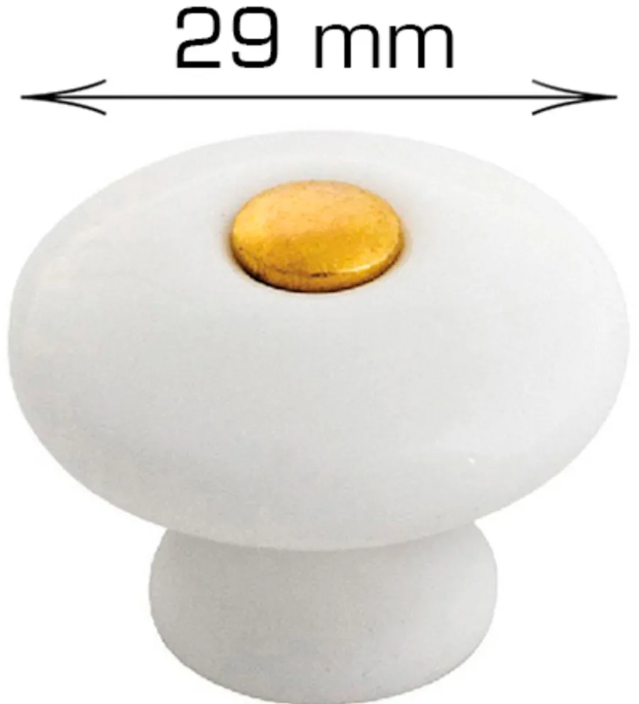Home it Knott porselen hvit/gull 29 mm - 2 stk.