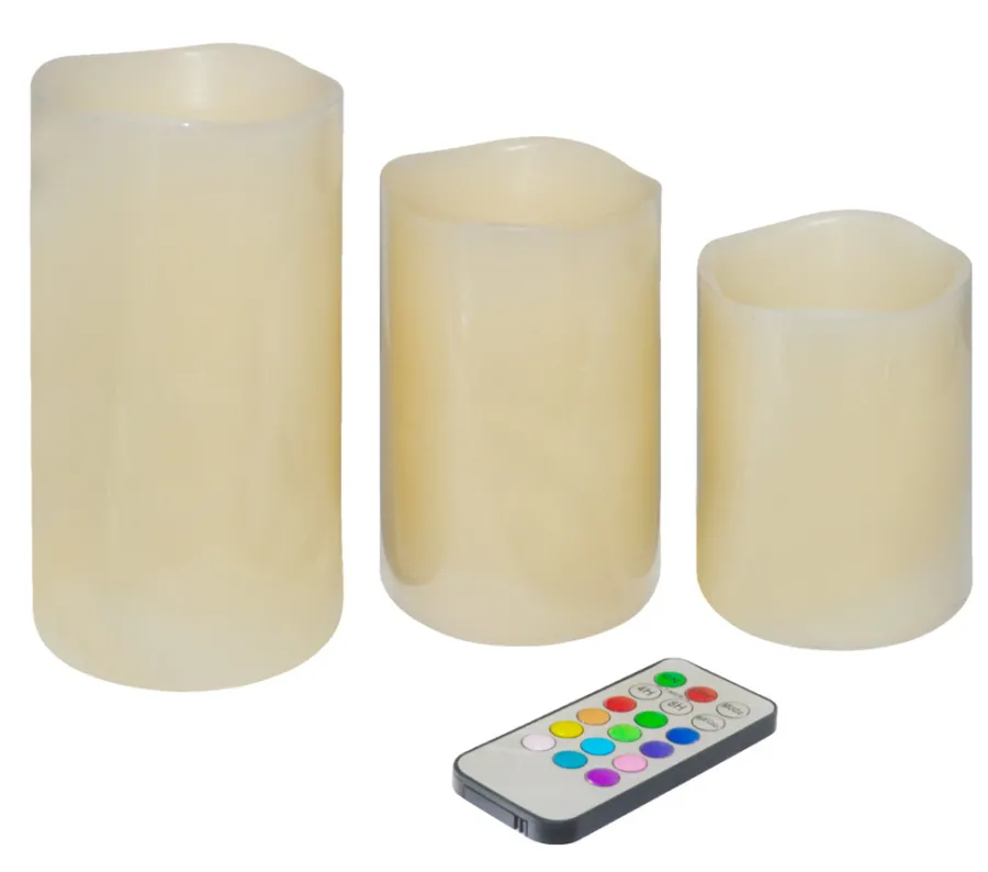 Outlet Kubbelys LED med fargeskift og fjernkontroll 3-pk.
