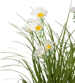 New Kunstgress med margerittblomster 50 cm