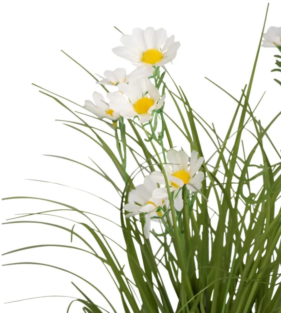 New Kunstgress med margerittblomster 50 cm