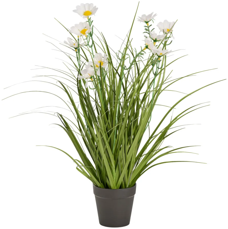 New Kunstgress med margerittblomster 50 cm