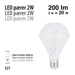 Online LED-filamentpære diamant 2 W E27