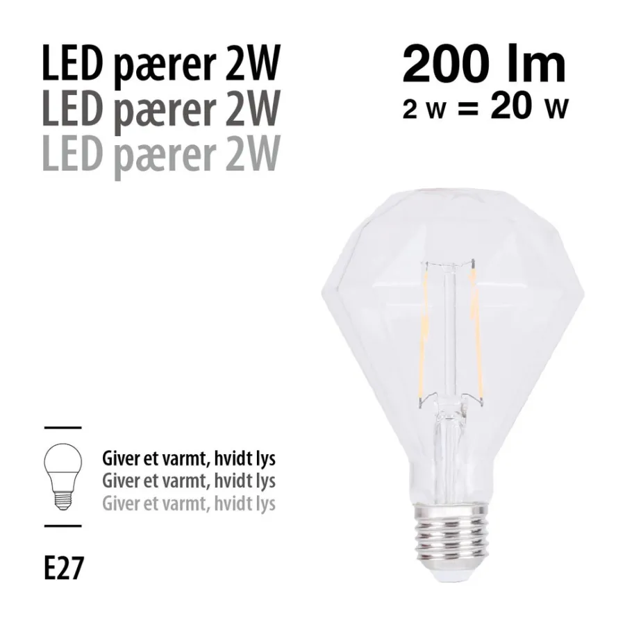 Online LED-filamentpære diamant 2 W E27