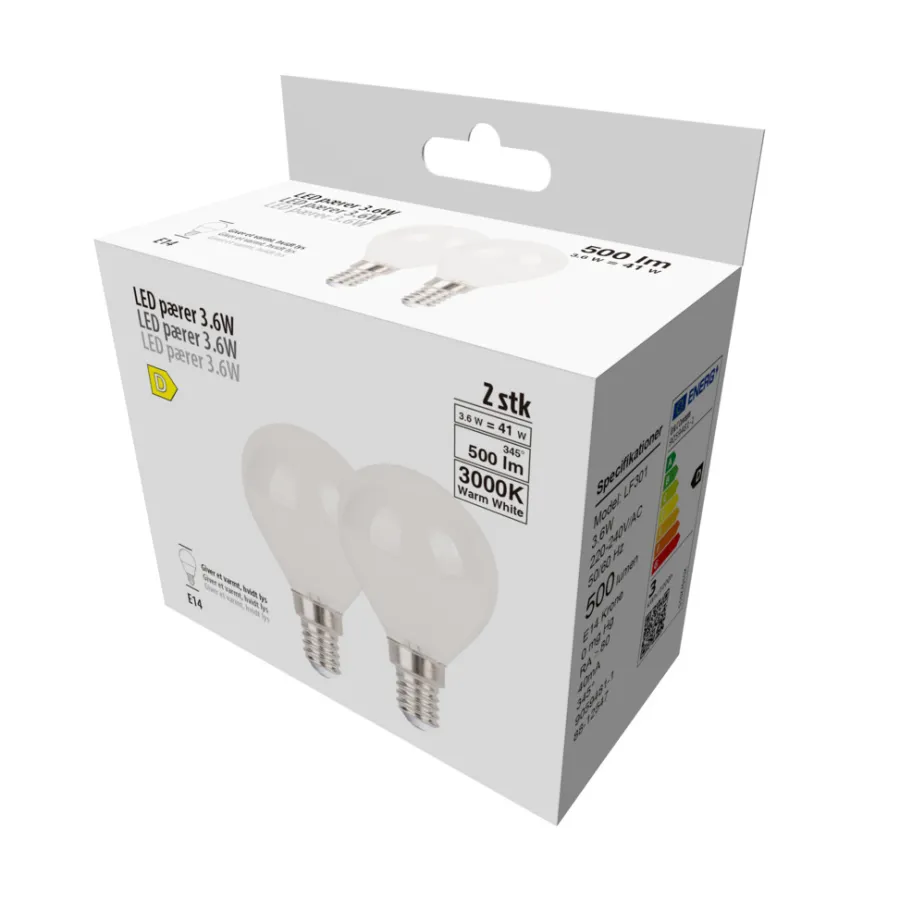 Online LED-kronepærer 3,6 W E14 - 2 pk.