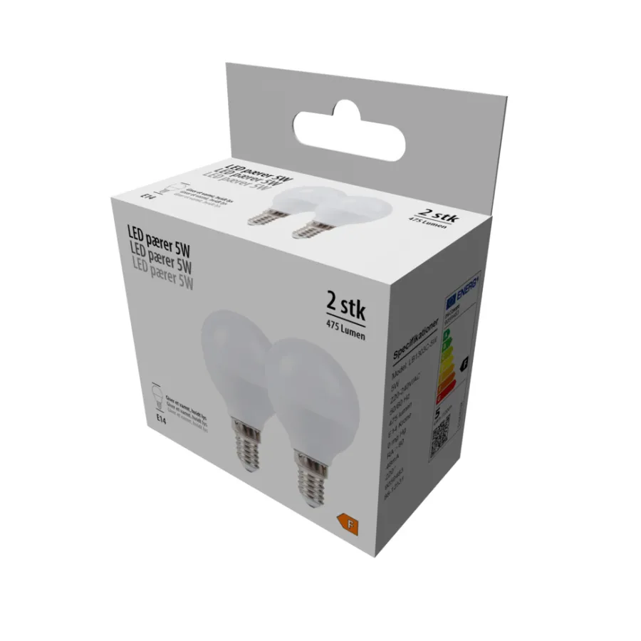 Hot LED-kronepærer 4,9 W E14 - 2 pk.
