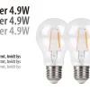 Clearance LED-pærer standard 4,9 W E27 - 2-pk.