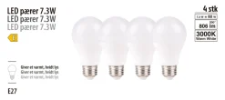 Discount LED-pære standard 7,3 W E27 4-pk.