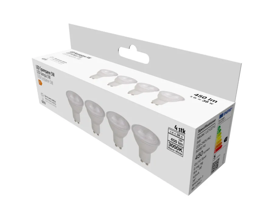 New LED spotpære GU10 5W SMD 4-pk