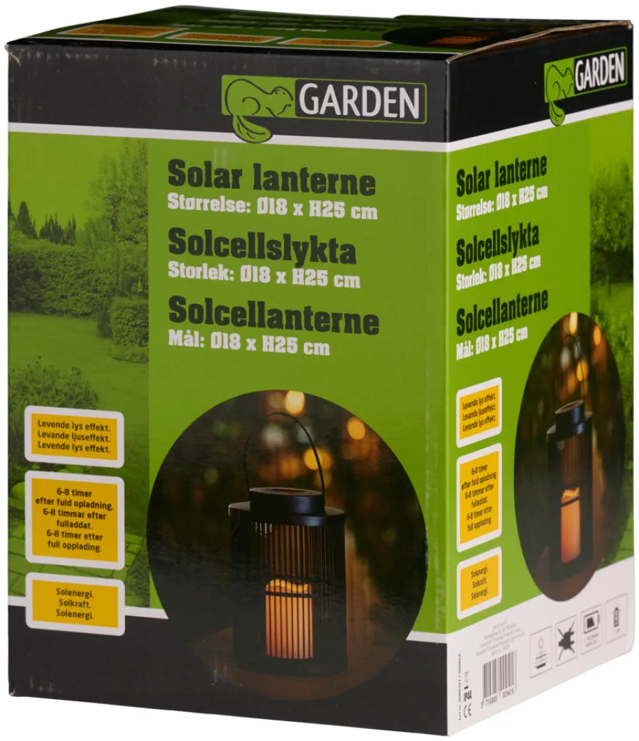 Hot Garden Lykt med solcelle 18 x 18 x 25 cm - ® Svart