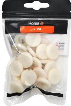 Outlet Home it Møbelknotter Ø25 mm hvit plast 24 stk.