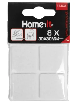 Home it Møbelknotter selvklebende 30 x 30 mm hvit - 8 stk.