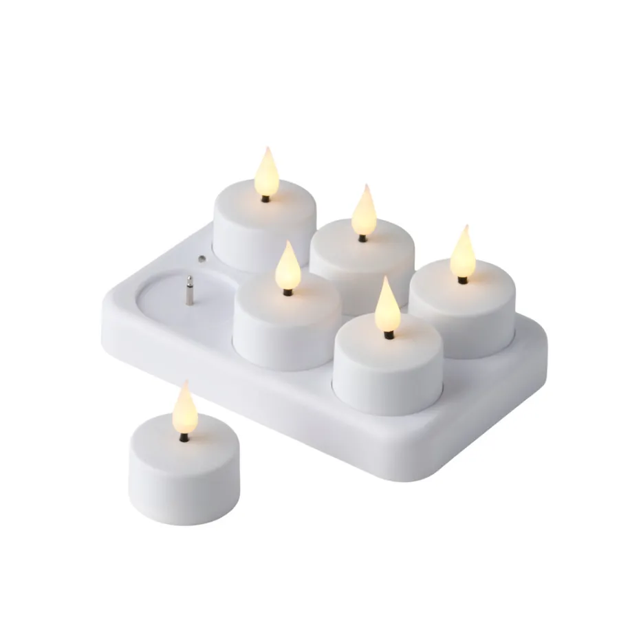 Online Stemning Oppladbare LED-telys 6-pk. Hvit