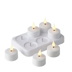 Online Stemning Oppladbare LED-telys 6-pk. Hvit