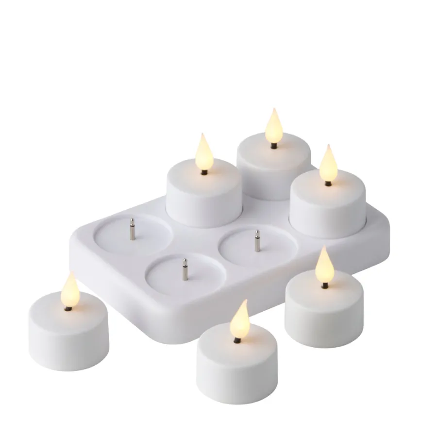 Online Stemning Oppladbare LED-telys 6-pk. Hvit