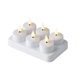 Online Stemning Oppladbare LED-telys 6-pk. Hvit