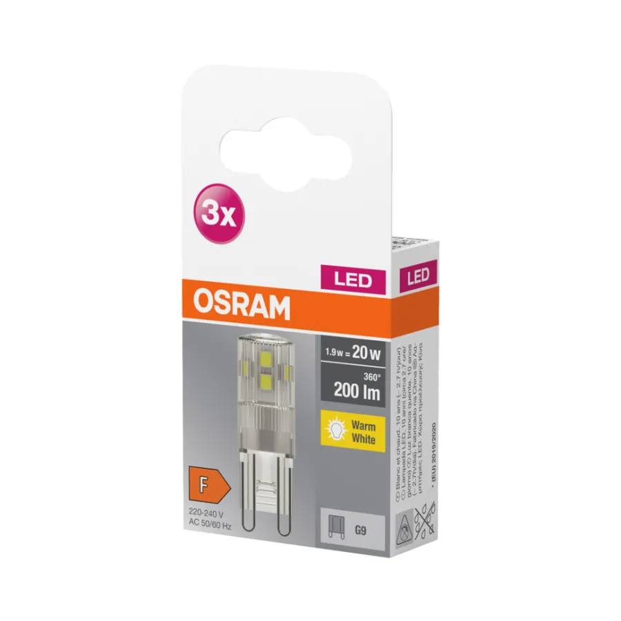 New Osram LED Base Special Pin G9 1,9 W 3-pk.