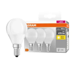 Outlet Osram LED kronepære E14 4,9 W 3-pk.