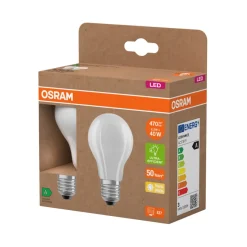 Outlet Osram LED matt standardpære E27 2,2 W 2-pk.