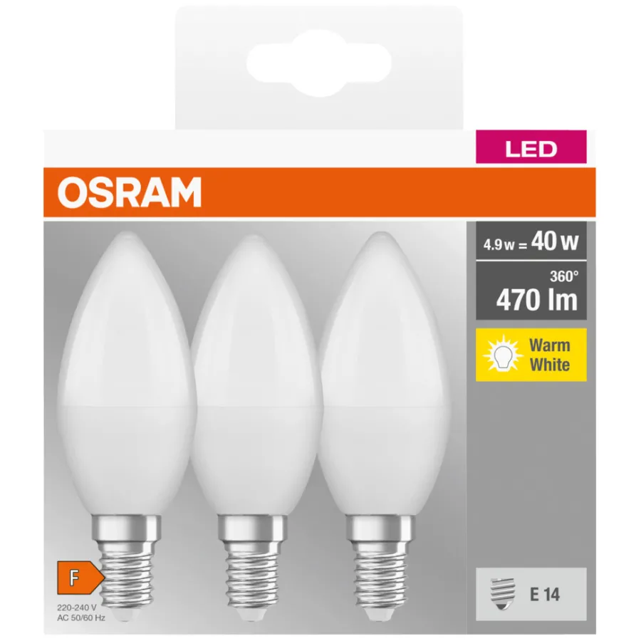 Discount Osram LED mignon E14 4,9 W 3-pk.