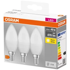 Discount Osram LED mignon E14 4,9 W 3-pk.