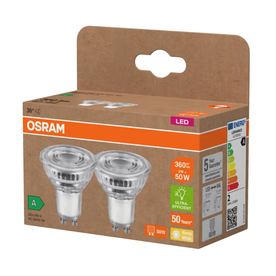 Sale Osram LED PAR16 spotpære GU10 2 W 2-pk.