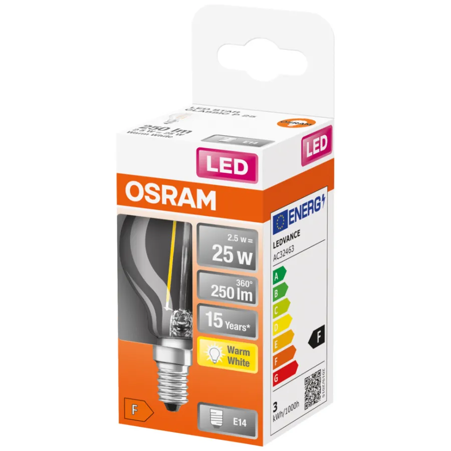 Online Osram LED Star Classic E14 klar kronepære 2,5 W