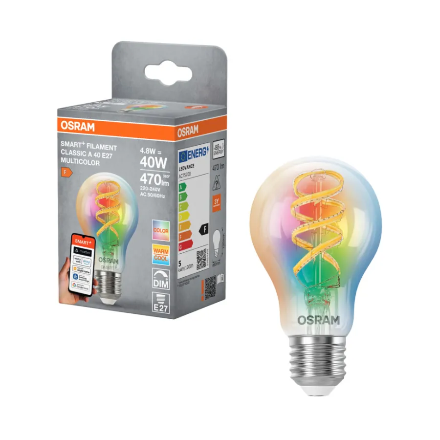 Hot Osram SMART+ klar filamentpære RGBW E27 4,8 W