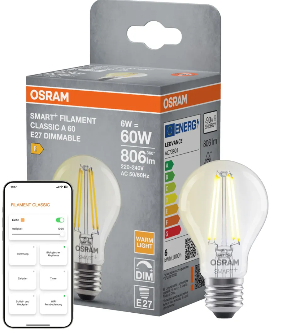 Best Osram SMART+ standard filamentpære hvit E27 6 W