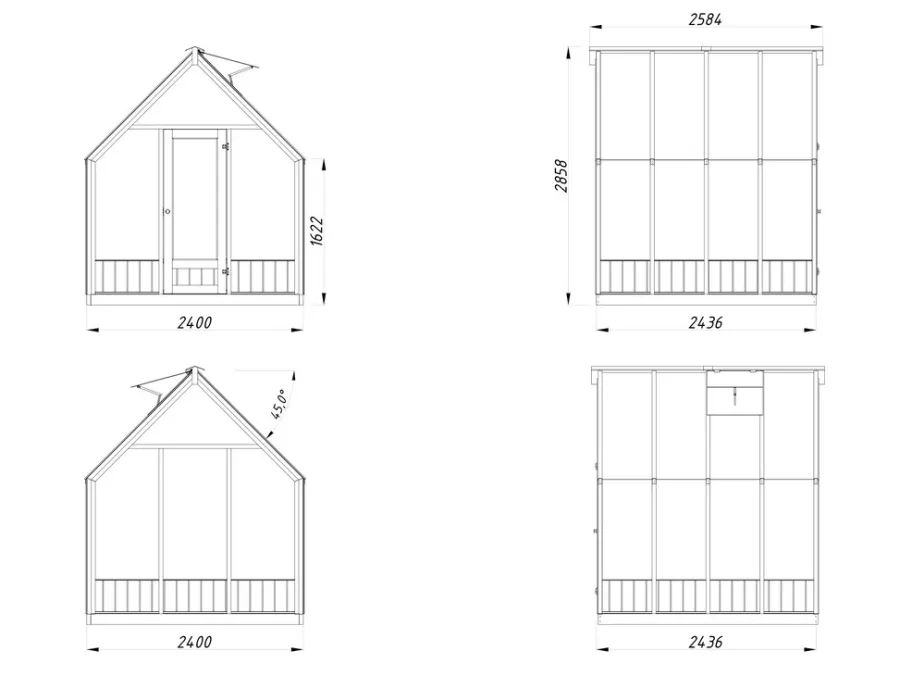 Online Palmako drivhus Emilia 5,4 m² - 240 x 244 cm