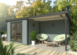 Online Palmako redskapsbod m/pergola Alma 560 x 184 cm