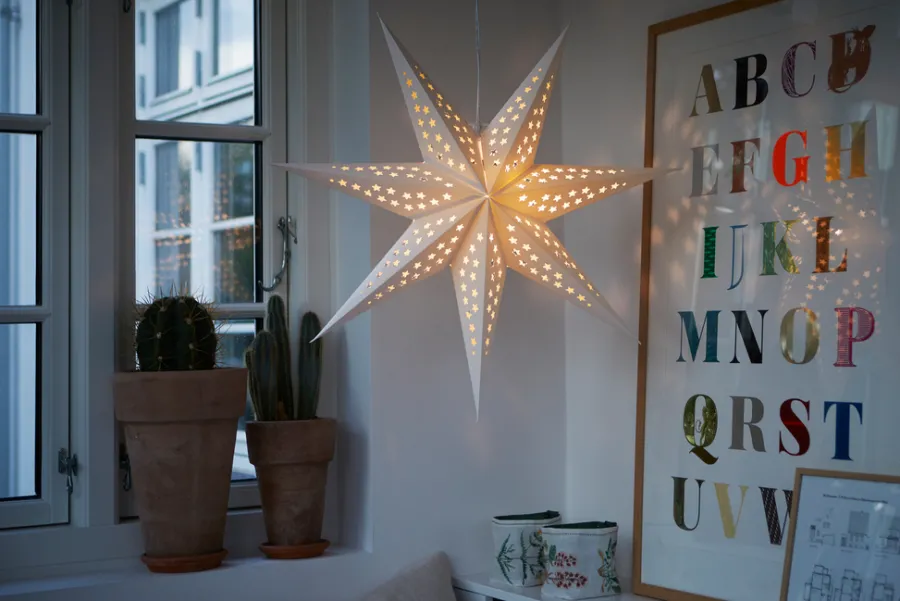 Outlet Stemning Papirstjerne med LED-lys Ø60 cm