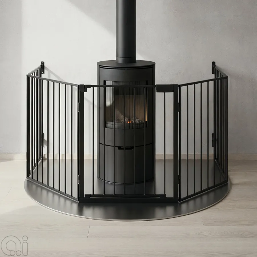 Clearance Glöd Peisgitter 5-delt 135 x 72,5 x 115 cm - Svart