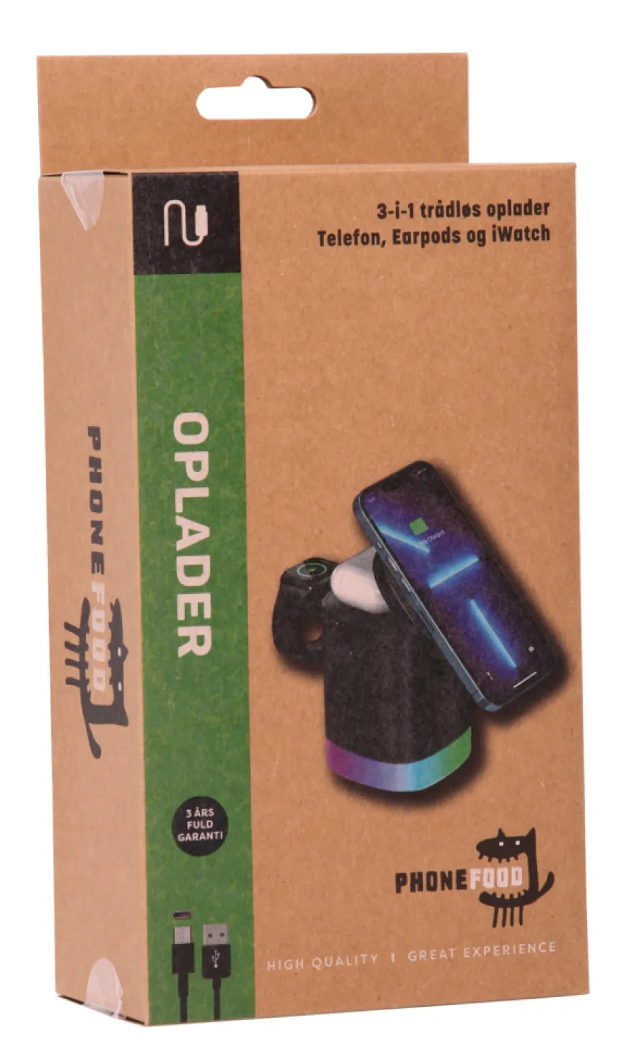 New PhoneFood 3-i-1 trådløs lader