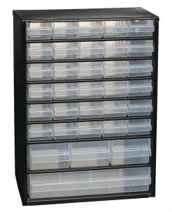 Clearance Raaco reol med skuffer stål/plast 30,6 x 42 x 15 cm Svart