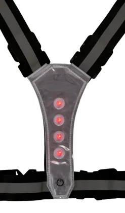 Clearance Bikezone Refleksvest med LED svart/grå - Svart med grå refleksstriper