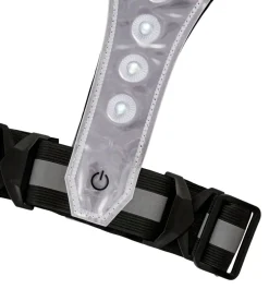 Clearance Bikezone Refleksvest med LED svart/grå - Svart med grå refleksstriper