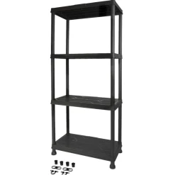 Outlet Gardeco Reol m/4 hyller plast - Svart