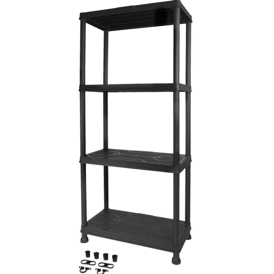 Outlet Gardeco Reol m/4 hyller plast - Svart