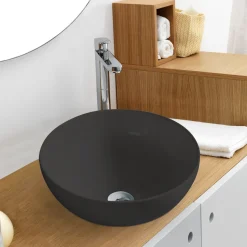 Discount Rund servant i porselen frittstående/toppmontert Ø40 cm Svart