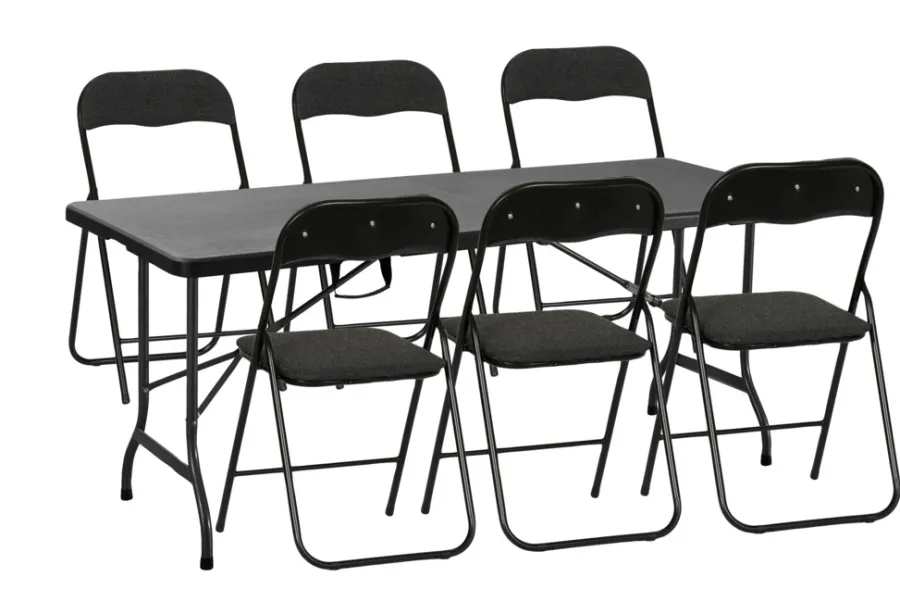 Clearance Sammenleggbart bord metall/plast 180 x 75 cm Svart