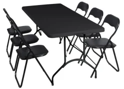 Clearance Sammenleggbart bord metall/plast 180 x 75 cm Svart