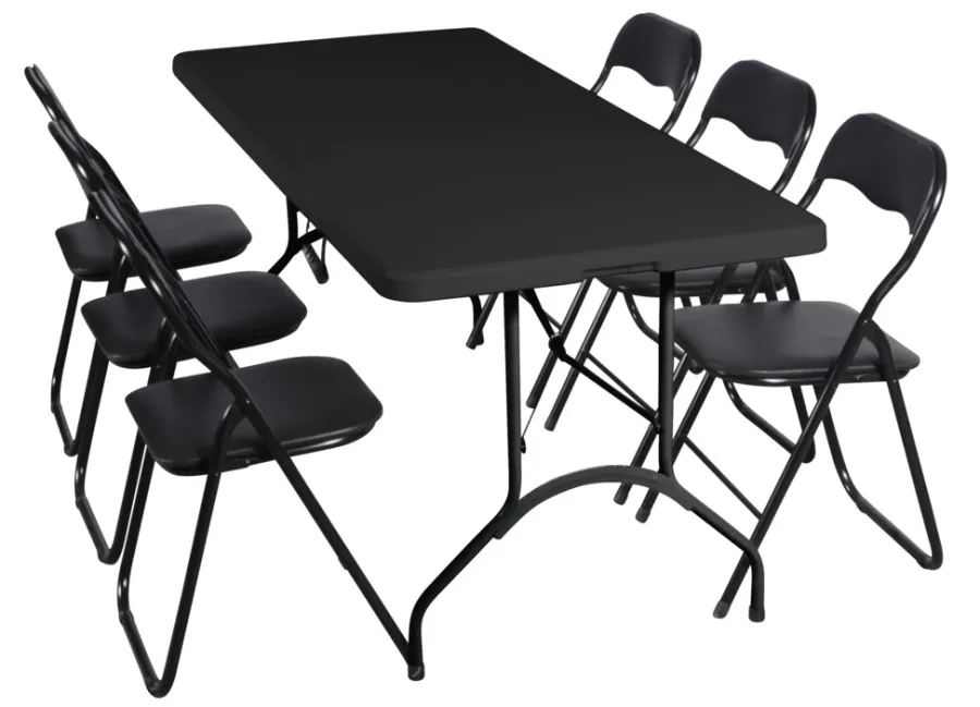 Clearance Sammenleggbart bord metall/plast 180 x 75 cm Svart