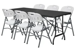 Clearance Sammenleggbart bord metall/plast 180 x 75 cm Svart