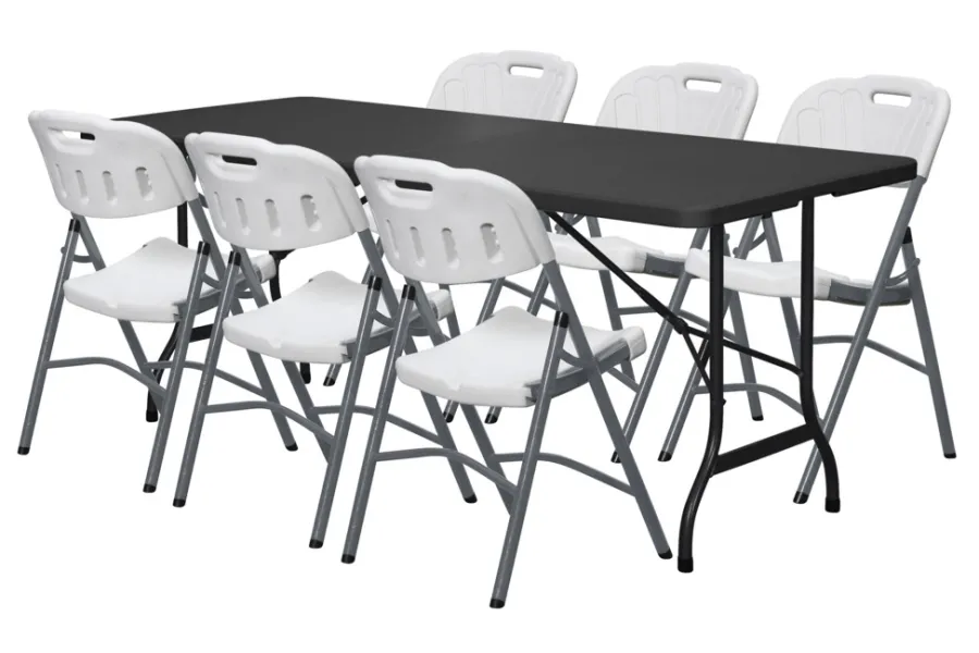 Clearance Sammenleggbart bord metall/plast 180 x 75 cm Svart